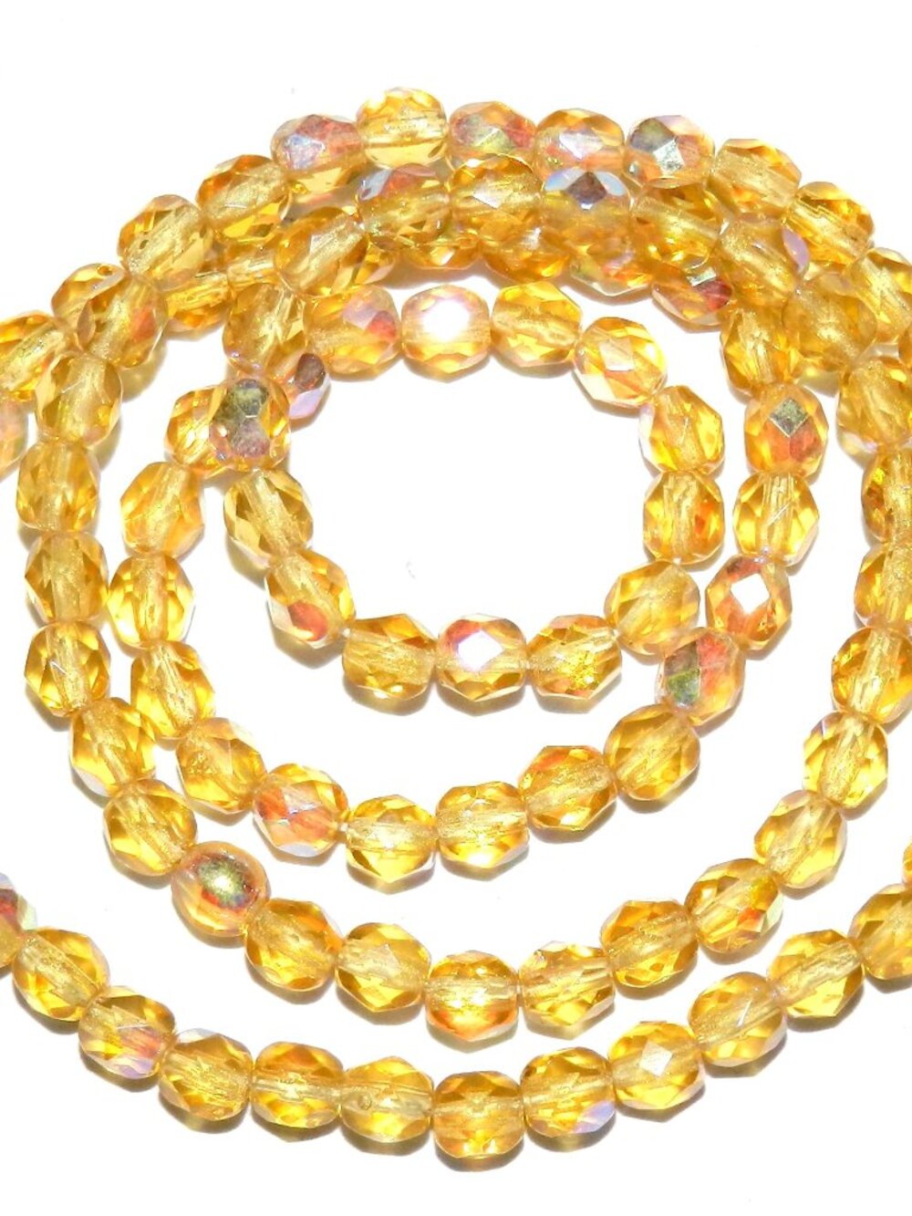 CZ269 Honey AB Golden Yellow 4mm Fire-Polished Faceted Round Czech Glass 16"